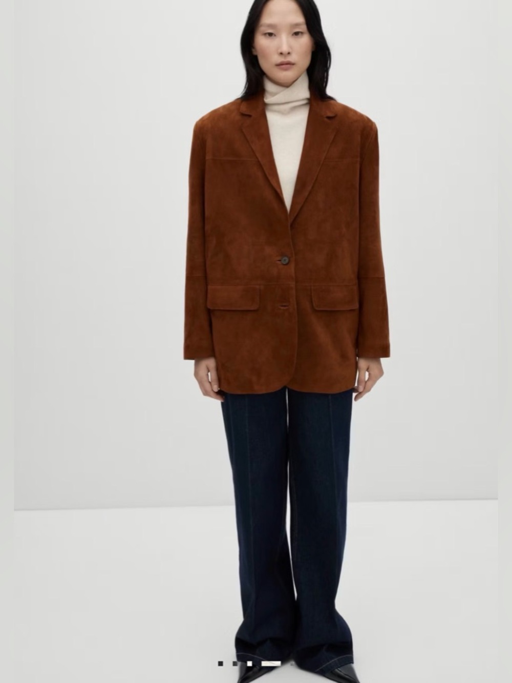 Mango Medium Relaxed Fit Suede Blazer in Vintage Brown - Picture 5 of 16